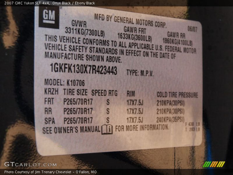 Onyx Black / Ebony Black 2007 GMC Yukon SLT 4x4