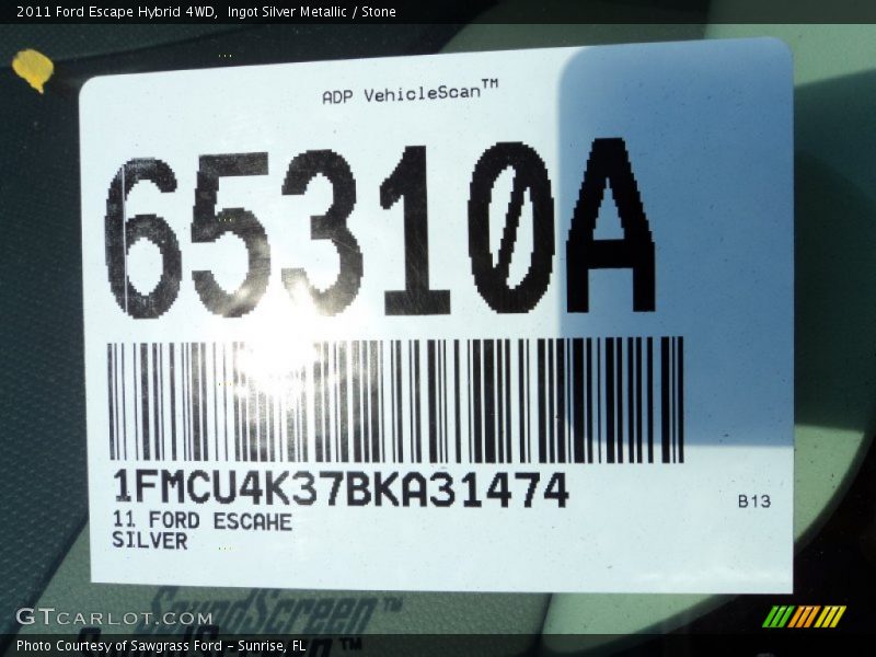 Ingot Silver Metallic / Stone 2011 Ford Escape Hybrid 4WD