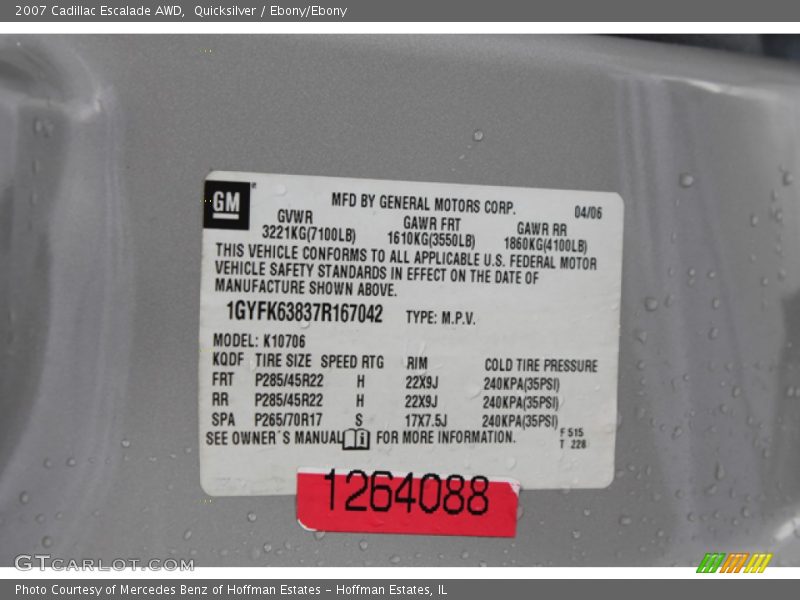 Quicksilver / Ebony/Ebony 2007 Cadillac Escalade AWD