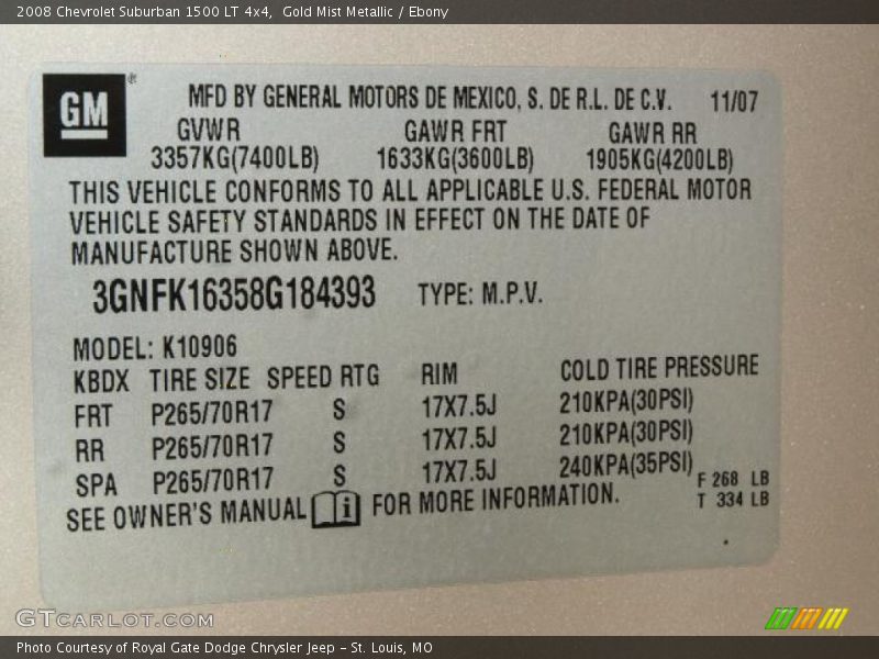 Gold Mist Metallic / Ebony 2008 Chevrolet Suburban 1500 LT 4x4