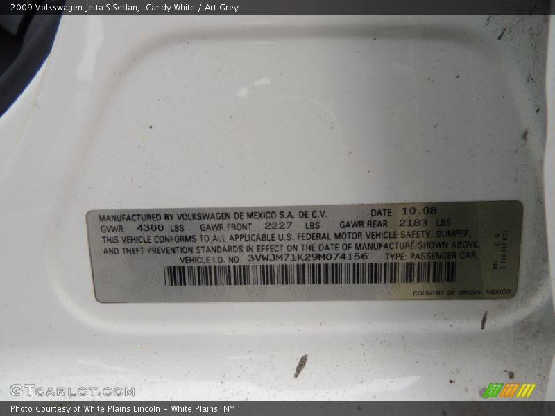 Candy White / Art Grey 2009 Volkswagen Jetta S Sedan
