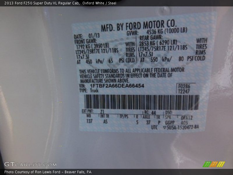 Oxford White / Steel 2013 Ford F250 Super Duty XL Regular Cab