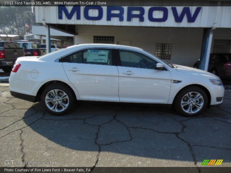 White Platinum Tri-Coat / Dune 2013 Ford Taurus SEL AWD