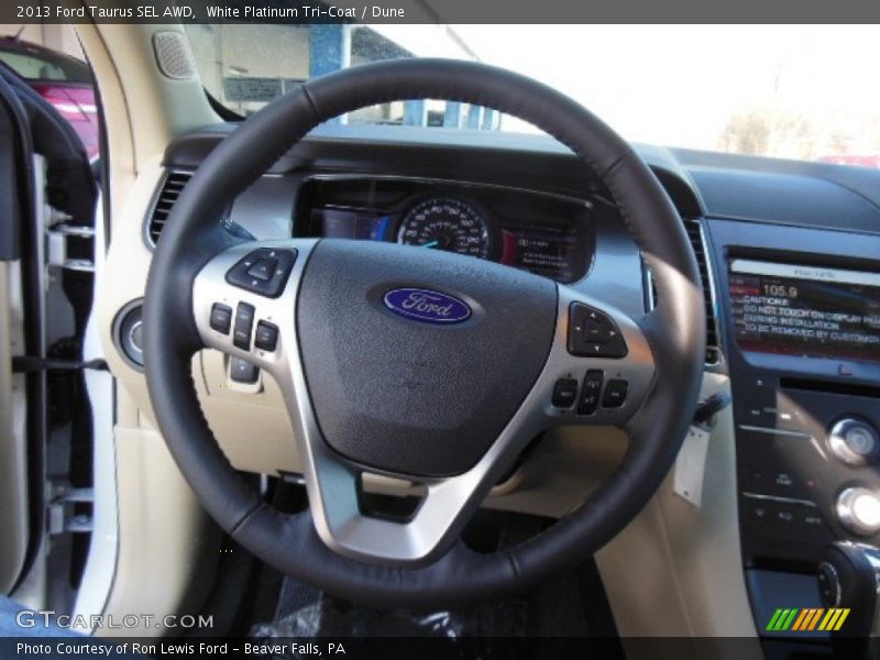 White Platinum Tri-Coat / Dune 2013 Ford Taurus SEL AWD