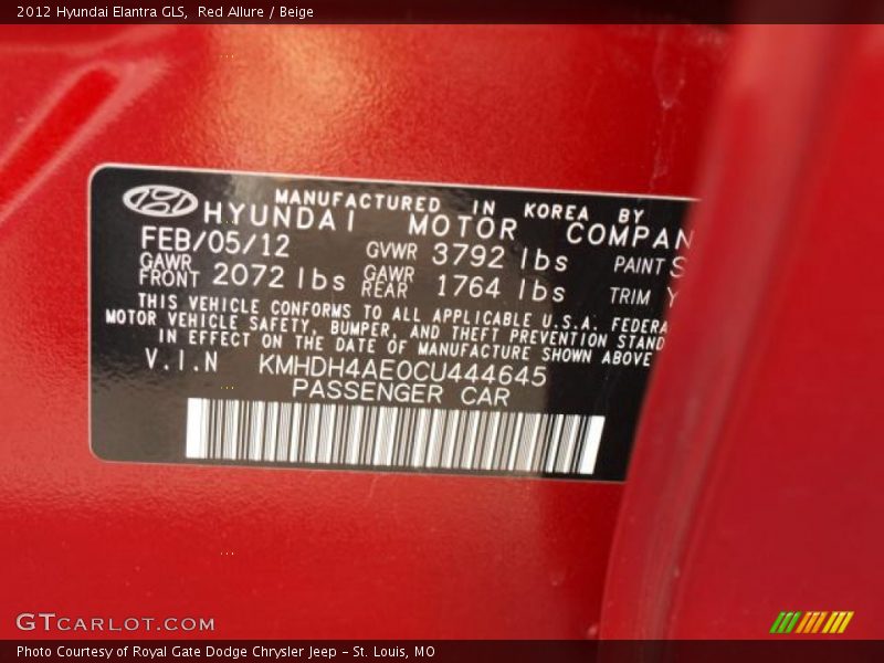 Red Allure / Beige 2012 Hyundai Elantra GLS