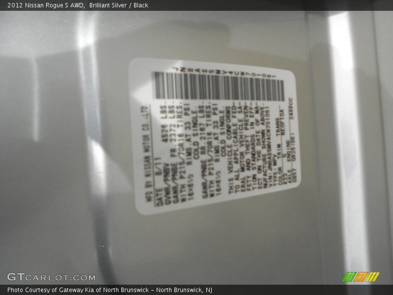 Brilliant Silver / Black 2012 Nissan Rogue S AWD