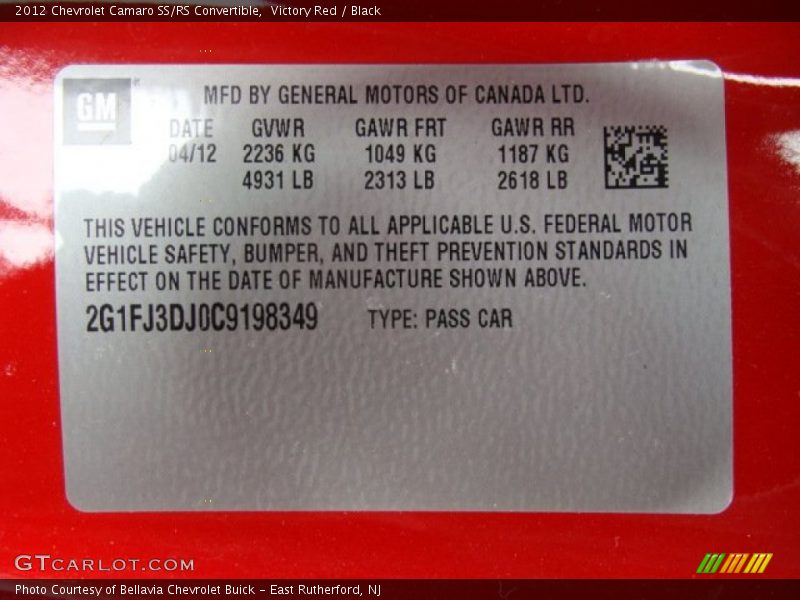 Victory Red / Black 2012 Chevrolet Camaro SS/RS Convertible