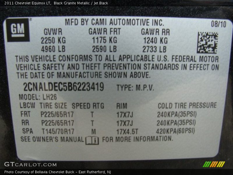 Black Granite Metallic / Jet Black 2011 Chevrolet Equinox LT