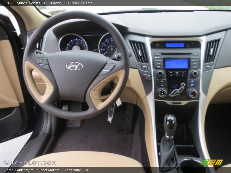 Pacific Blue Pearl / Camel 2013 Hyundai Sonata GLS