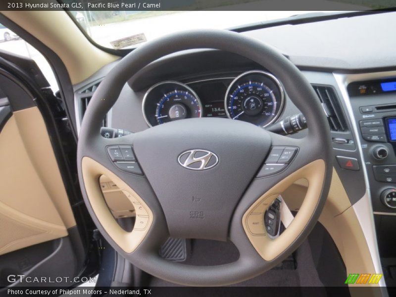 Pacific Blue Pearl / Camel 2013 Hyundai Sonata GLS