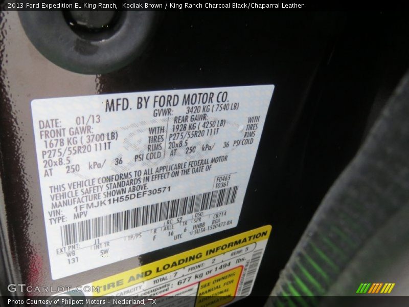 2013 Expedition EL King Ranch Kodiak Brown Color Code J1