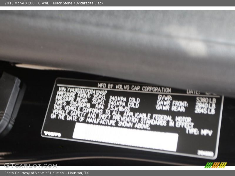 Black Stone / Anthracite Black 2013 Volvo XC60 T6 AWD
