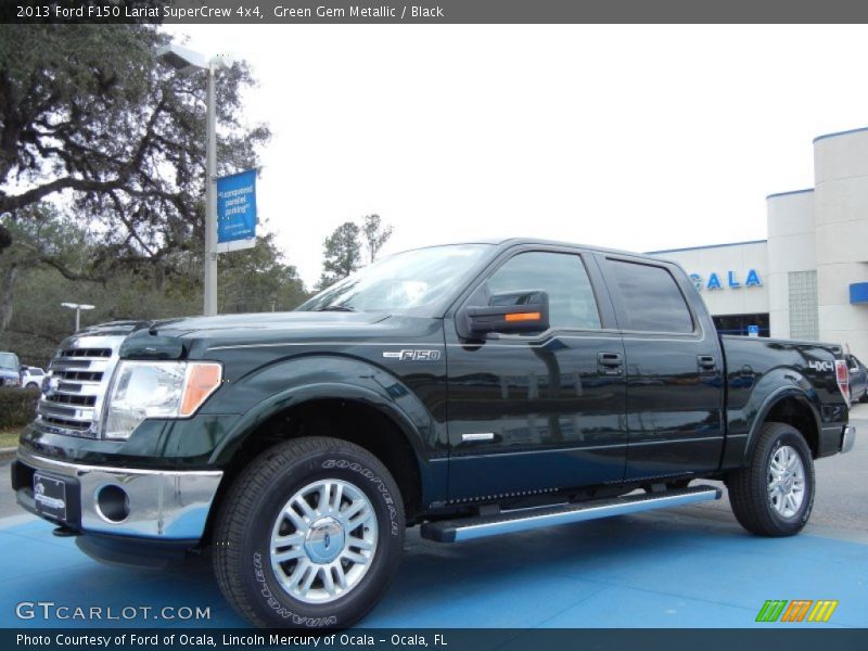 Green Gem Metallic / Black 2013 Ford F150 Lariat SuperCrew 4x4