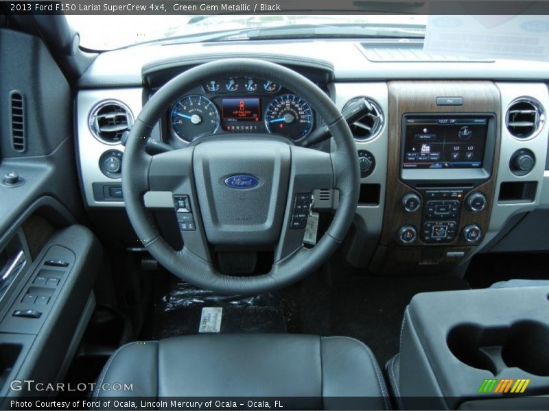 Green Gem Metallic / Black 2013 Ford F150 Lariat SuperCrew 4x4