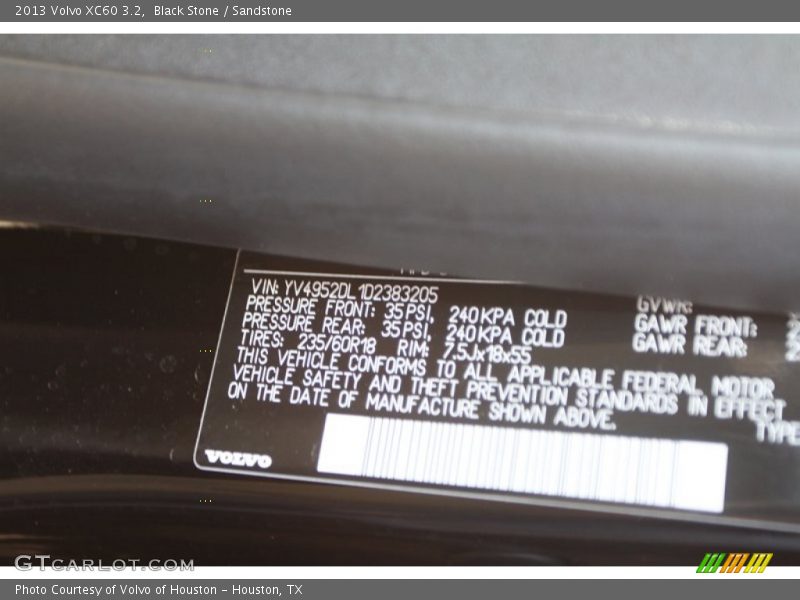 Black Stone / Sandstone 2013 Volvo XC60 3.2
