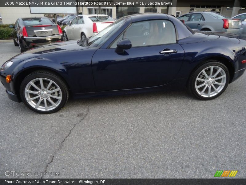 Stormy Blue Mica / Saddle Brown 2008 Mazda MX-5 Miata Grand Touring Hardtop Roadster