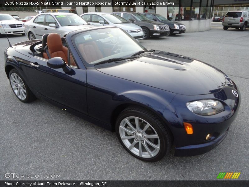 Stormy Blue Mica / Saddle Brown 2008 Mazda MX-5 Miata Grand Touring Hardtop Roadster