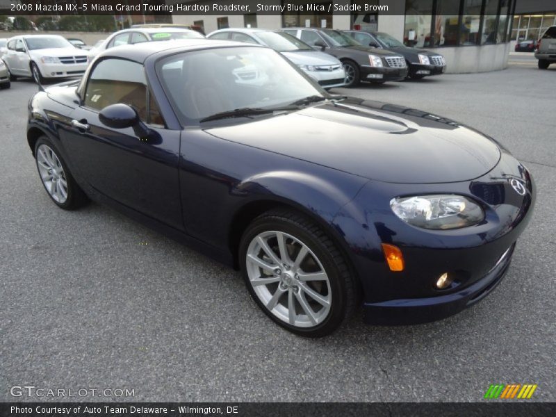 Stormy Blue Mica / Saddle Brown 2008 Mazda MX-5 Miata Grand Touring Hardtop Roadster