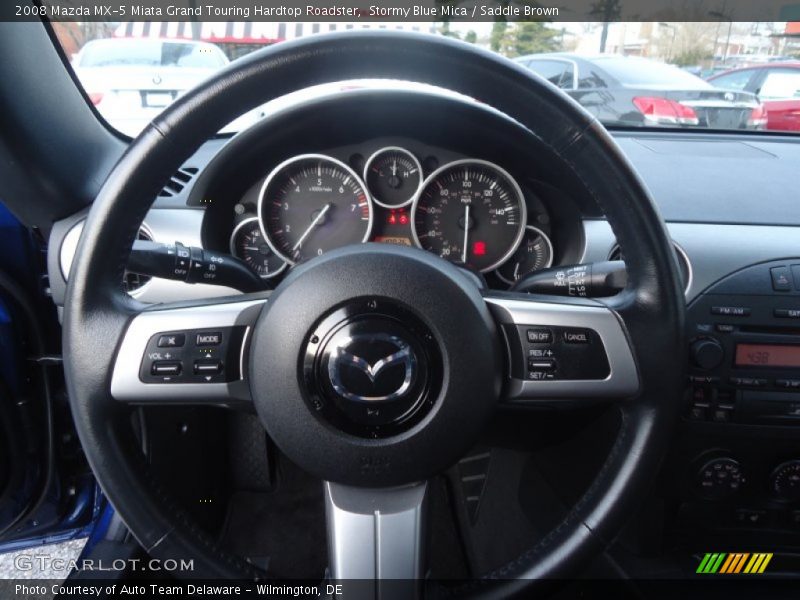 Stormy Blue Mica / Saddle Brown 2008 Mazda MX-5 Miata Grand Touring Hardtop Roadster