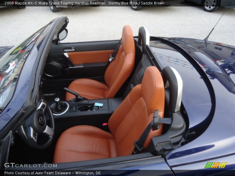 Stormy Blue Mica / Saddle Brown 2008 Mazda MX-5 Miata Grand Touring Hardtop Roadster