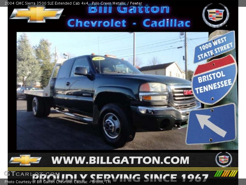 Polo Green Metallic / Pewter 2004 GMC Sierra 3500 SLE Extended Cab 4x4