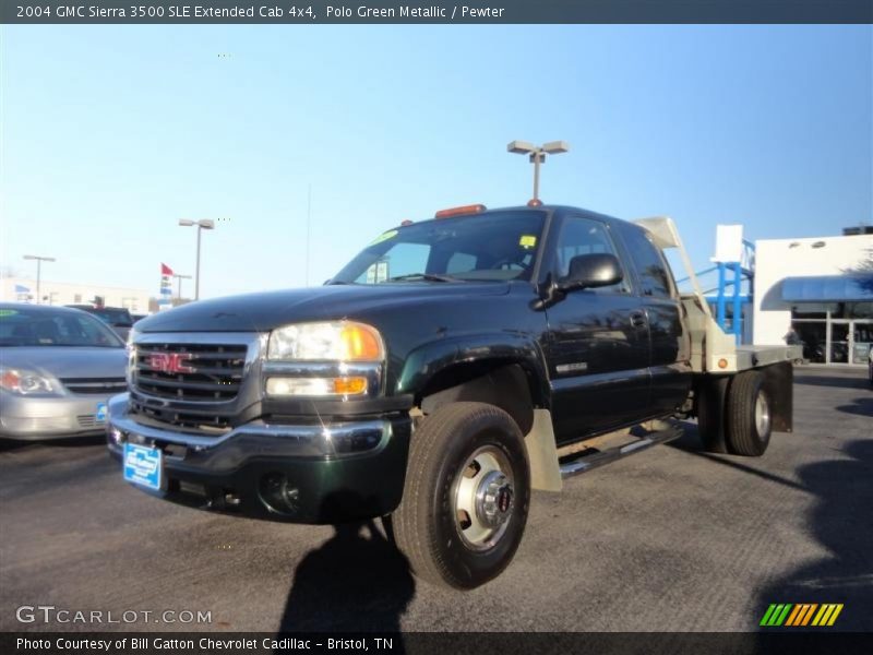 Polo Green Metallic / Pewter 2004 GMC Sierra 3500 SLE Extended Cab 4x4