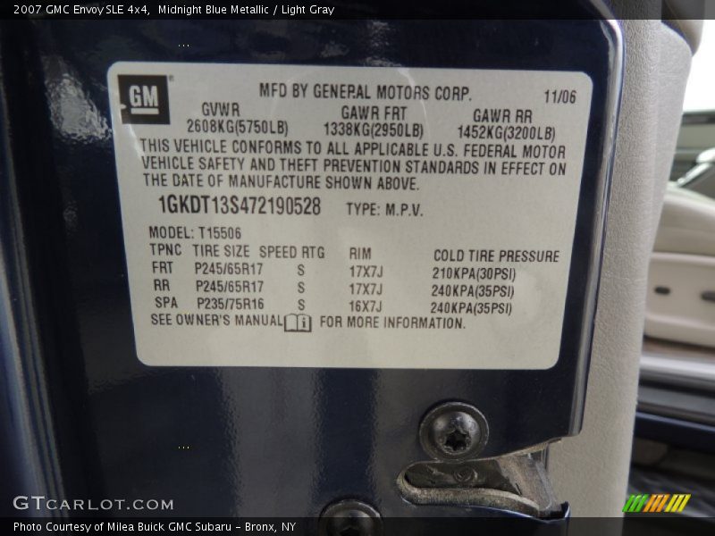 Midnight Blue Metallic / Light Gray 2007 GMC Envoy SLE 4x4
