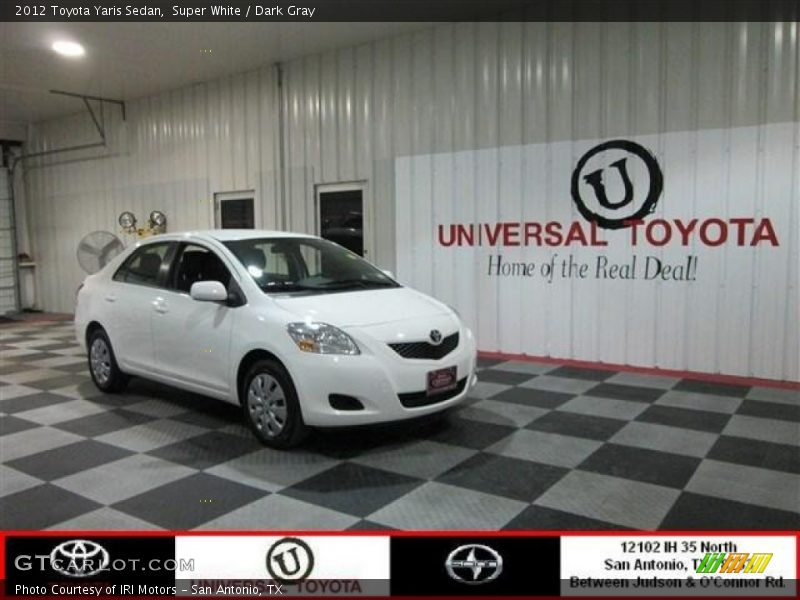 Super White / Dark Gray 2012 Toyota Yaris Sedan