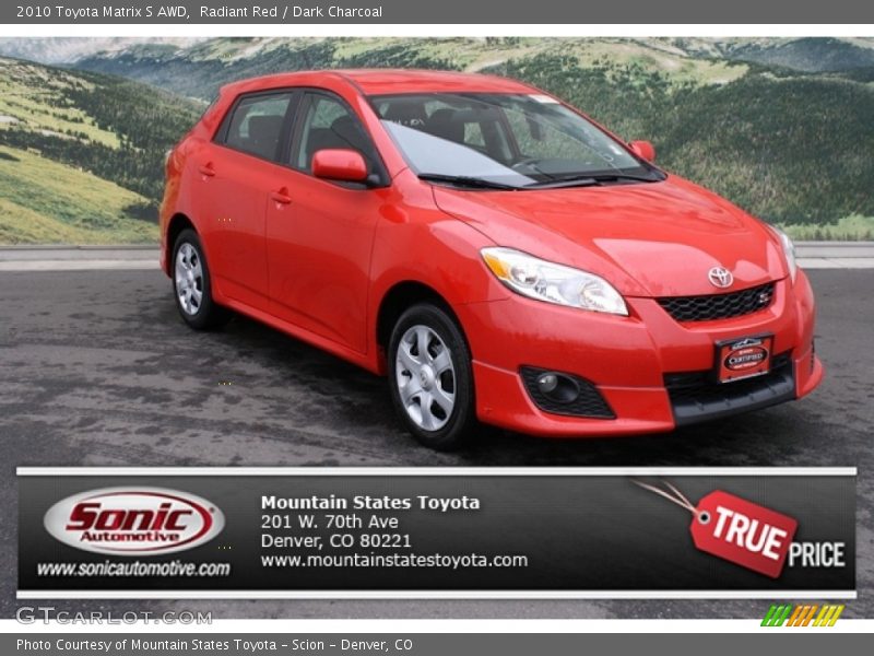 Radiant Red / Dark Charcoal 2010 Toyota Matrix S AWD