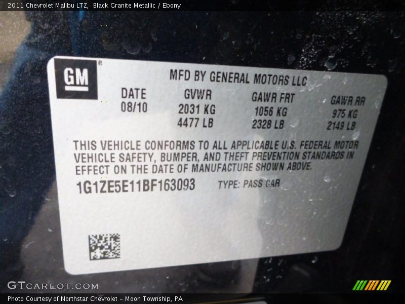 Black Granite Metallic / Ebony 2011 Chevrolet Malibu LTZ