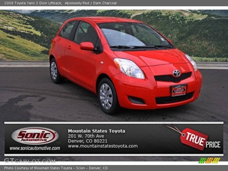 Absolutely Red / Dark Charcoal 2009 Toyota Yaris 3 Door Liftback