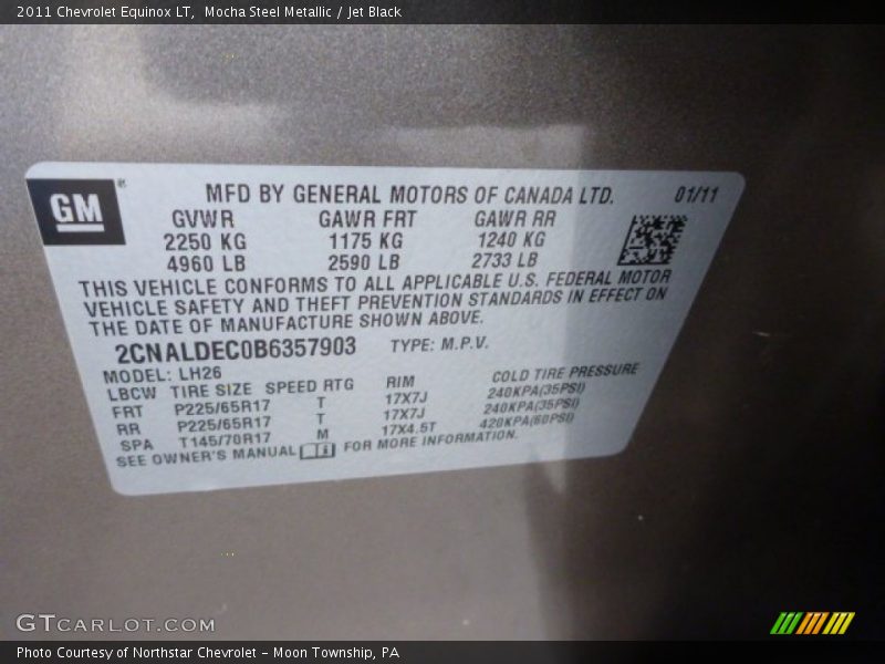 Mocha Steel Metallic / Jet Black 2011 Chevrolet Equinox LT