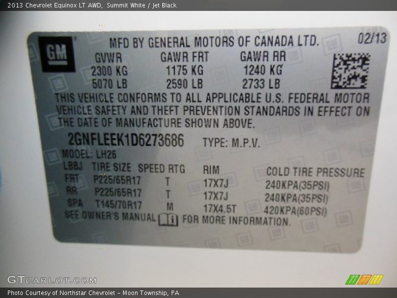 Summit White / Jet Black 2013 Chevrolet Equinox LT AWD