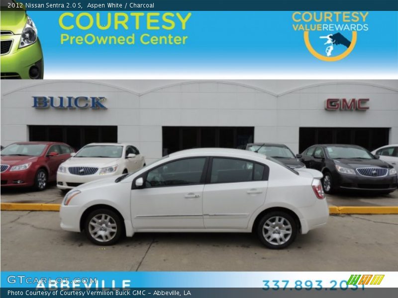 Aspen White / Charcoal 2012 Nissan Sentra 2.0 S