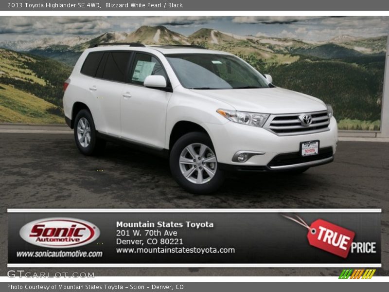Blizzard White Pearl / Black 2013 Toyota Highlander SE 4WD