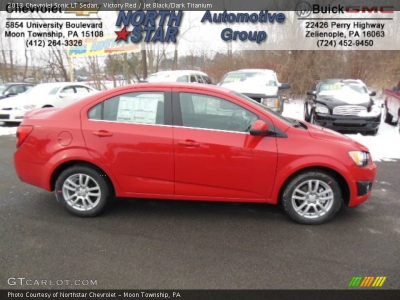 Victory Red / Jet Black/Dark Titanium 2013 Chevrolet Sonic LT Sedan
