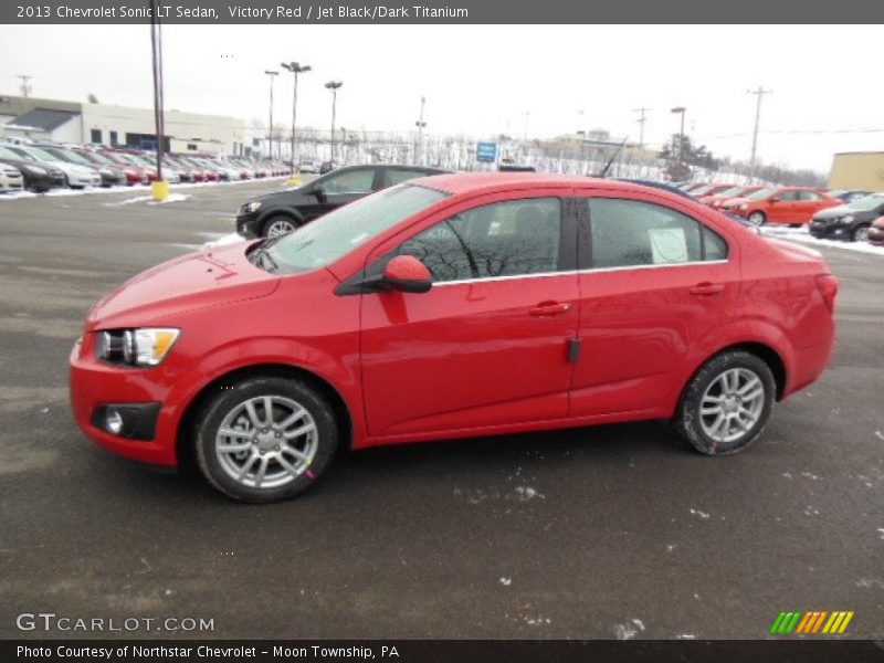 Victory Red / Jet Black/Dark Titanium 2013 Chevrolet Sonic LT Sedan