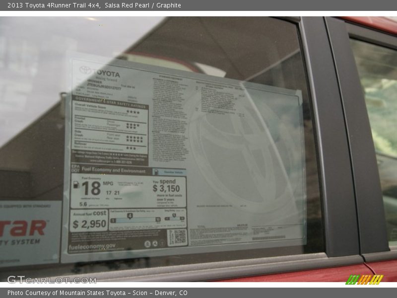 Salsa Red Pearl / Graphite 2013 Toyota 4Runner Trail 4x4