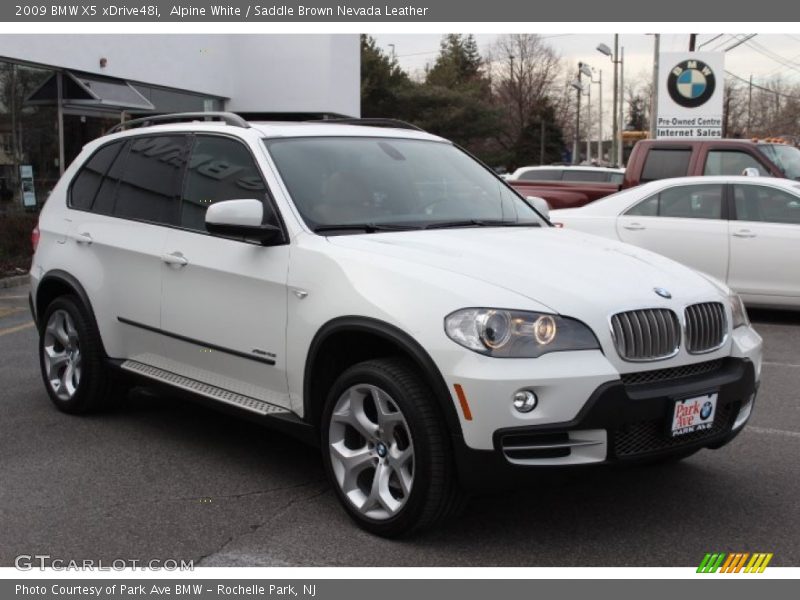 Alpine White / Saddle Brown Nevada Leather 2009 BMW X5 xDrive48i