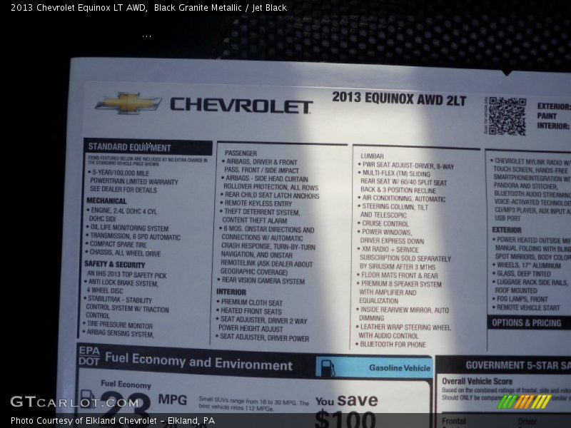 Black Granite Metallic / Jet Black 2013 Chevrolet Equinox LT AWD