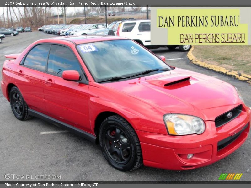 San Remo Red / Blue Ecsaine/Black 2004 Subaru Impreza WRX Sedan