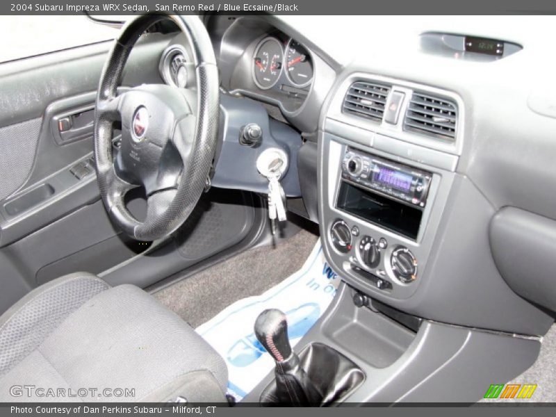 San Remo Red / Blue Ecsaine/Black 2004 Subaru Impreza WRX Sedan
