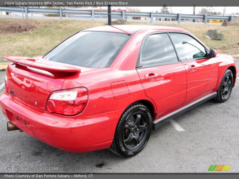San Remo Red / Blue Ecsaine/Black 2004 Subaru Impreza WRX Sedan