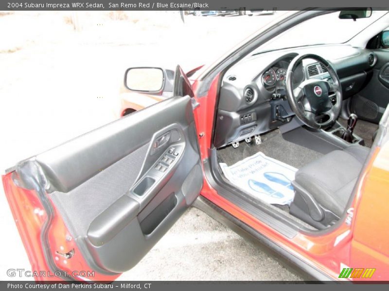 San Remo Red / Blue Ecsaine/Black 2004 Subaru Impreza WRX Sedan