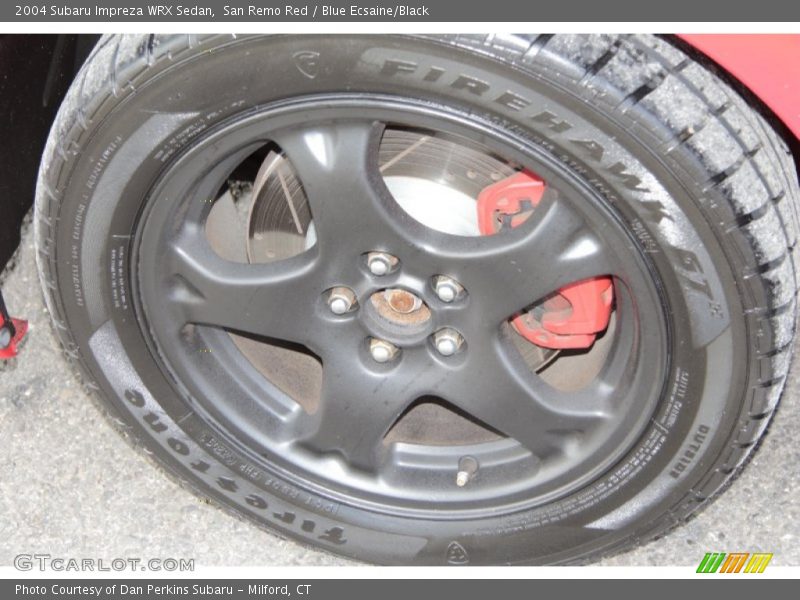 San Remo Red / Blue Ecsaine/Black 2004 Subaru Impreza WRX Sedan