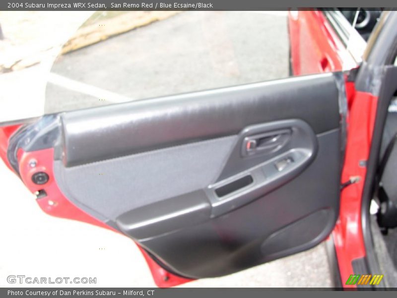 San Remo Red / Blue Ecsaine/Black 2004 Subaru Impreza WRX Sedan
