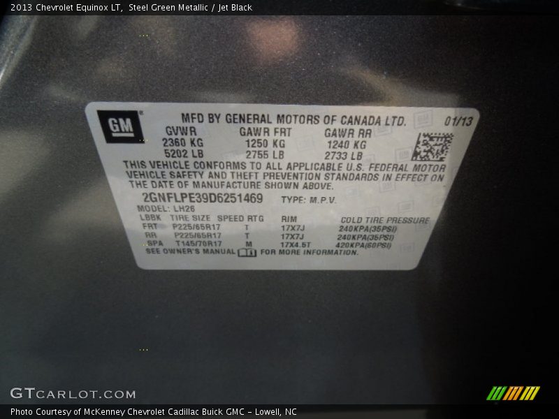 Steel Green Metallic / Jet Black 2013 Chevrolet Equinox LT