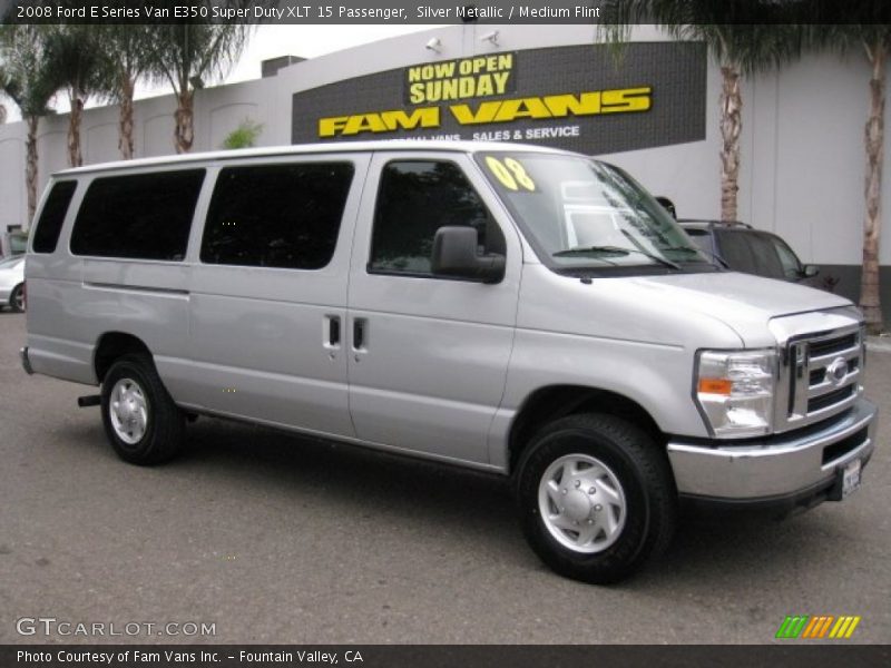 Silver Metallic / Medium Flint 2008 Ford E Series Van E350 Super Duty XLT 15 Passenger