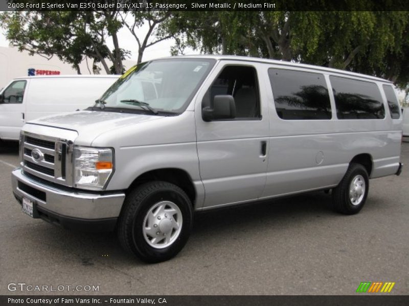 Silver Metallic / Medium Flint 2008 Ford E Series Van E350 Super Duty XLT 15 Passenger