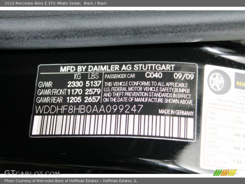 Black / Black 2010 Mercedes-Benz E 350 4Matic Sedan